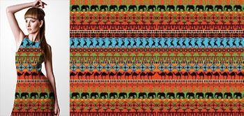 06017 Materiał ze wzorem kolorowy motyw inspirowany sztuką afrykańską z tradycyjnymi elementami